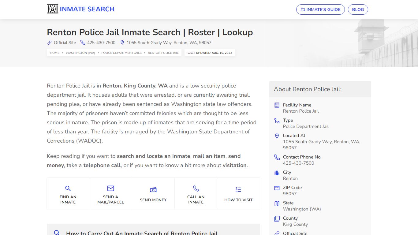 Renton Police Jail Inmate Search | Roster | Lookup